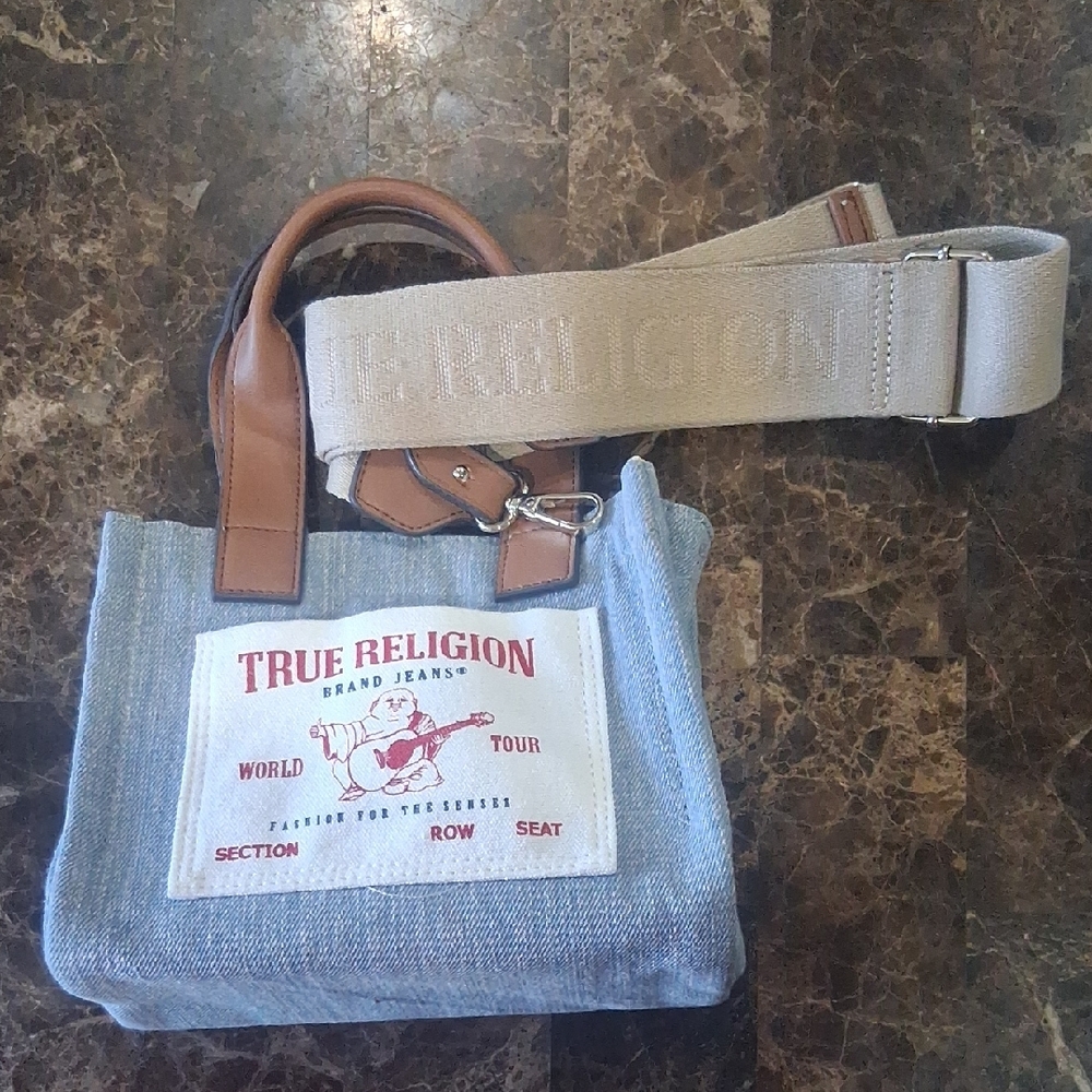 True Religion Blue and Brown Women's Bag